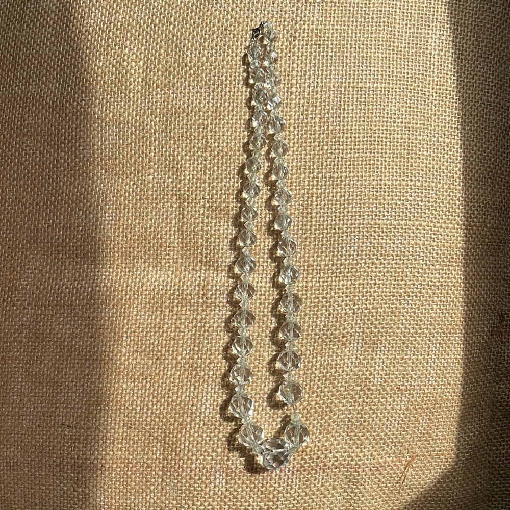 18” Vintage clear crystal necklace mid century.